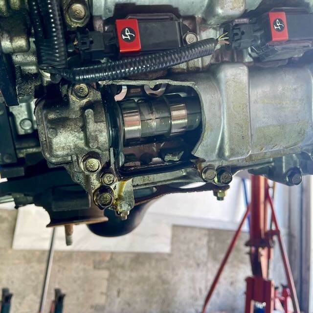 Hole in a Toyota 86 engine after a rocker came out on track